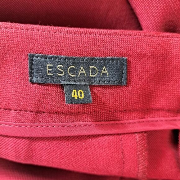 Escada Deep Red / Burgundy Wool Blend Straight‎ Leg Slacks 40 - Picture 6 of 13
